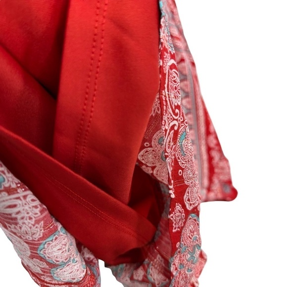 Lovestitch Womens Paisley Print Short Sleeve Romper Sz Medium Red V Neck - Picture 7 of 11